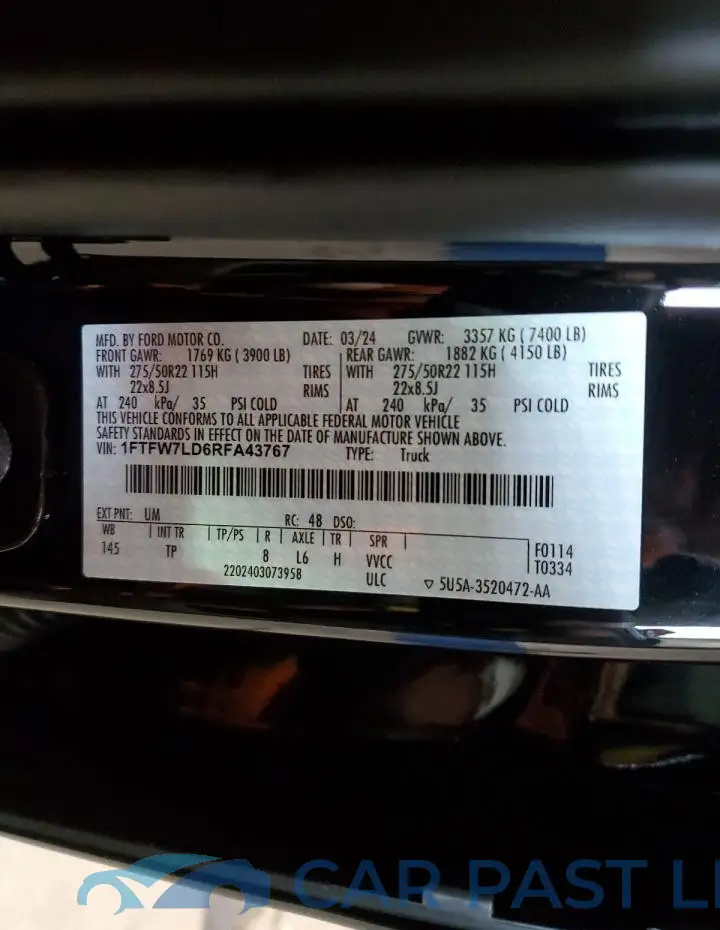 1FTFW7LD6RFA43767# 12