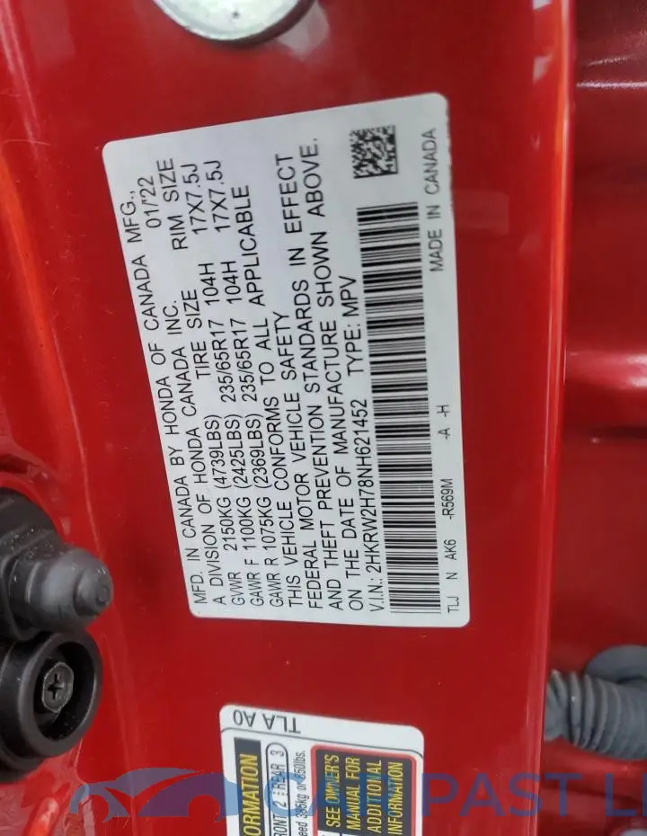 2HKRW2H78NH621452# 12
