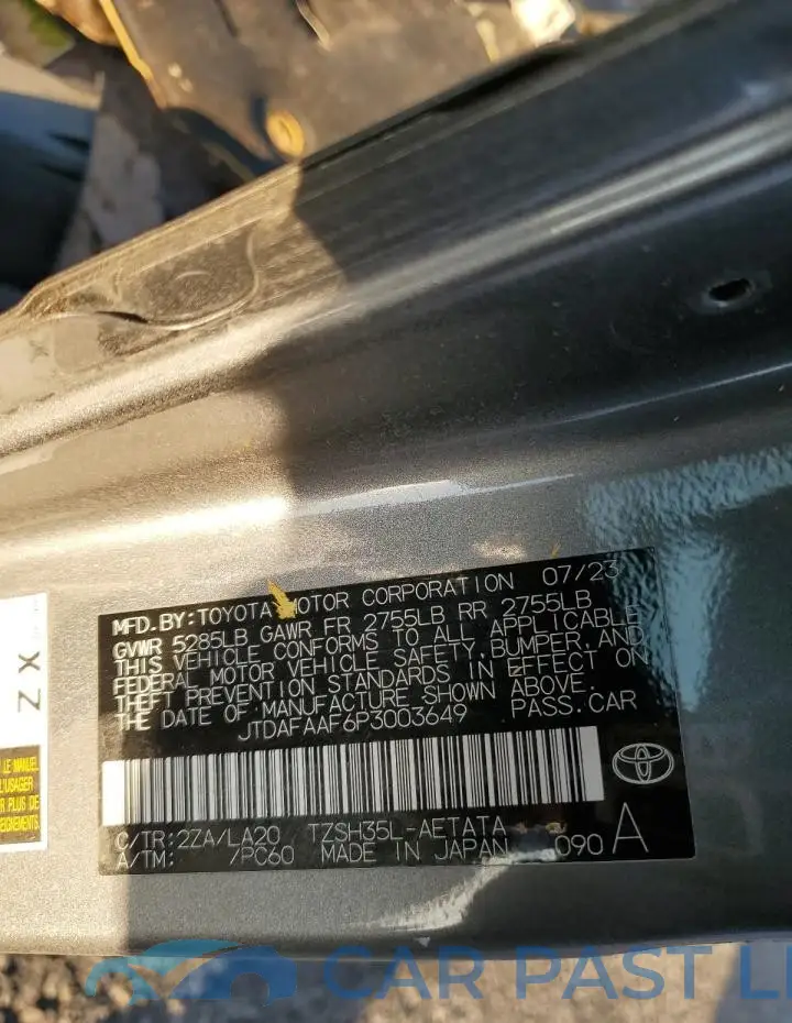 JTDAFAAF6P3003649# 12