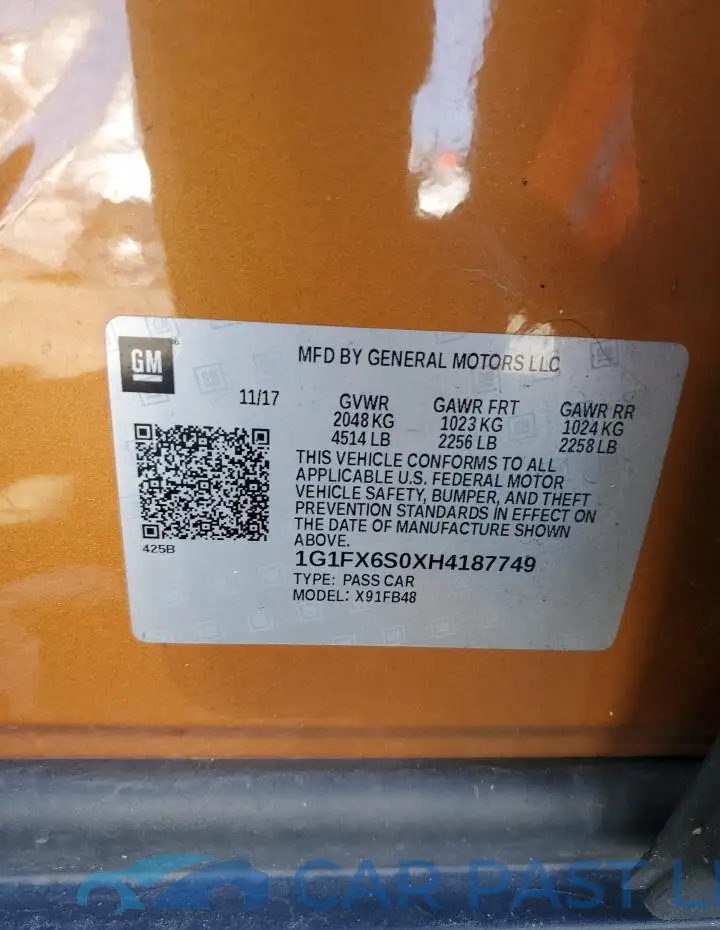 1G1FX6S0XH4187749# 12