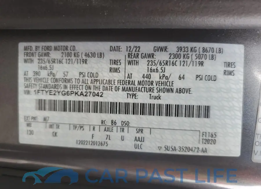 1FTYE2YG6PKA27042# 13