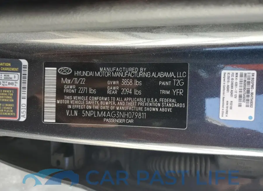 5NPLM4AG3NH079811# 12