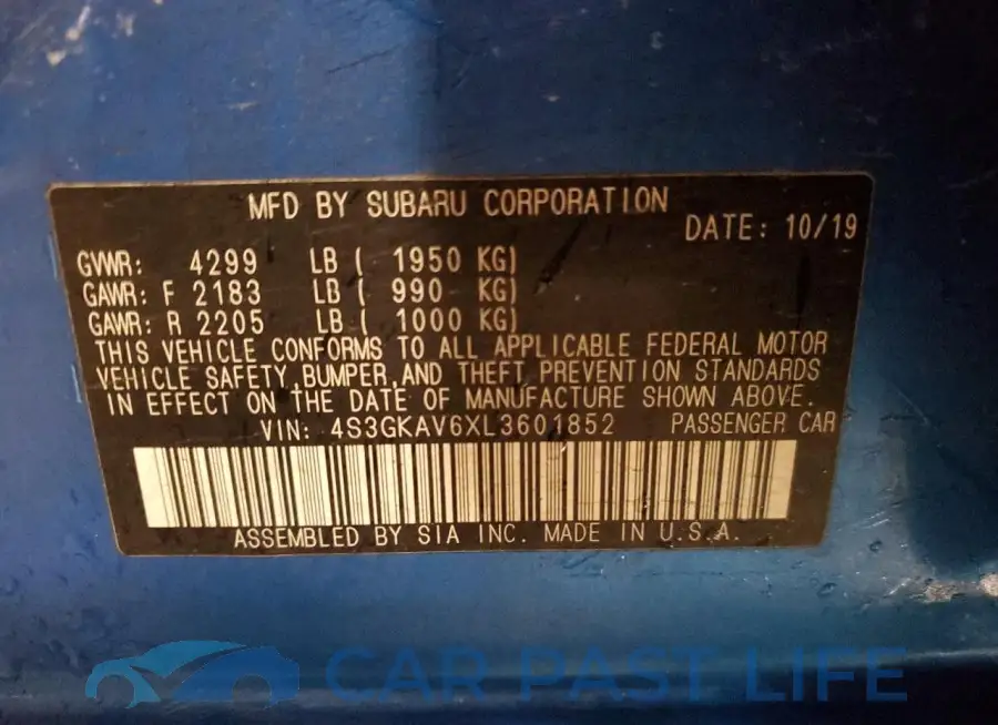 4S3GKAV6XL3601852# 12