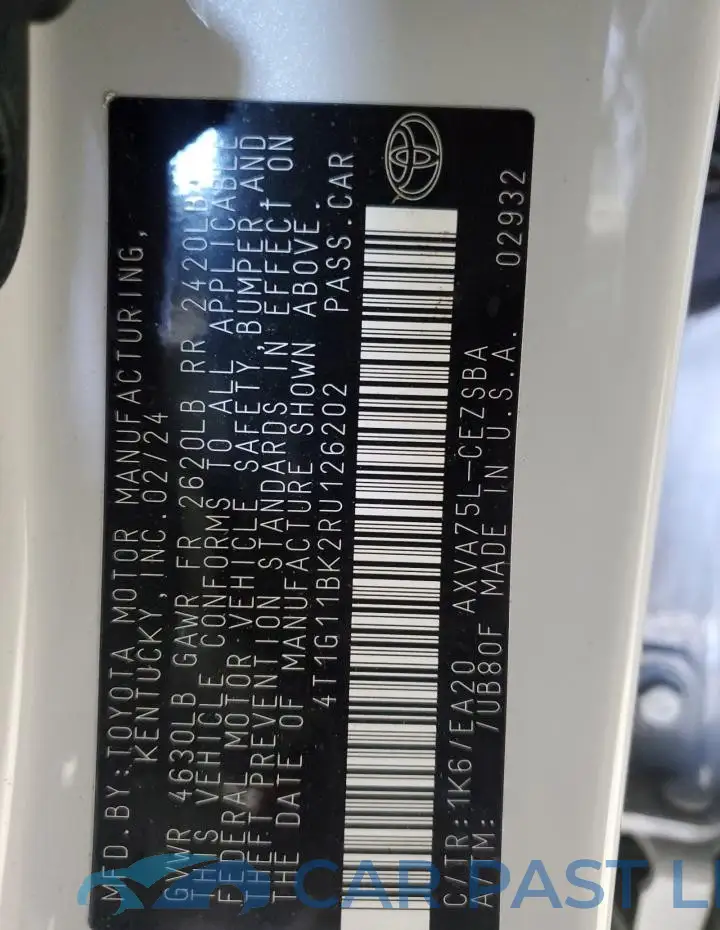 4T1G11BK2RU126202# 12