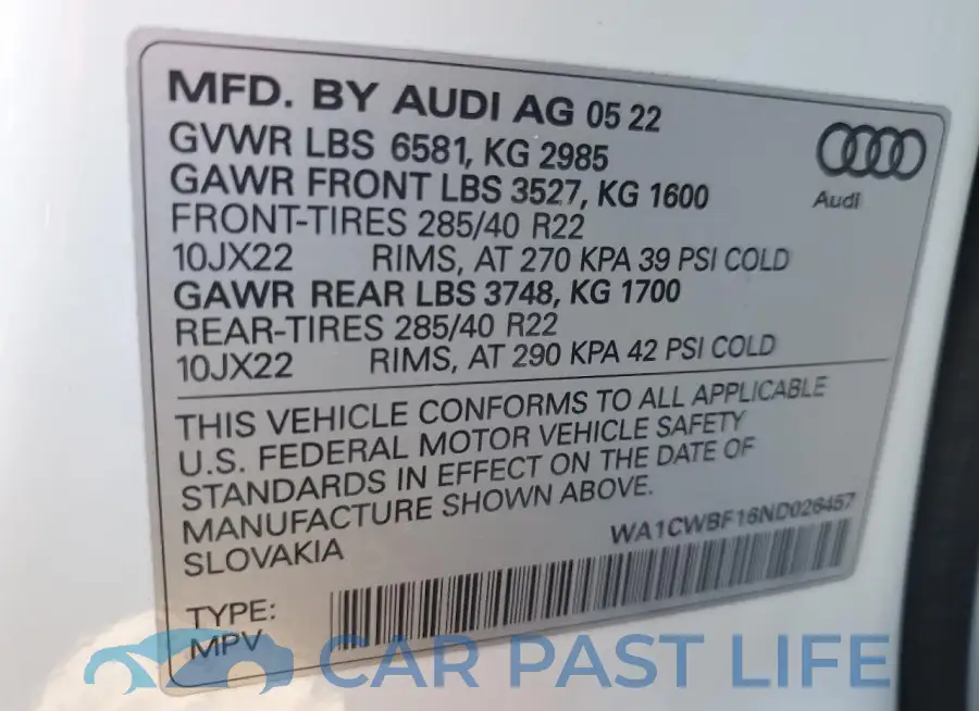 WA1CWBF16ND026457# 13