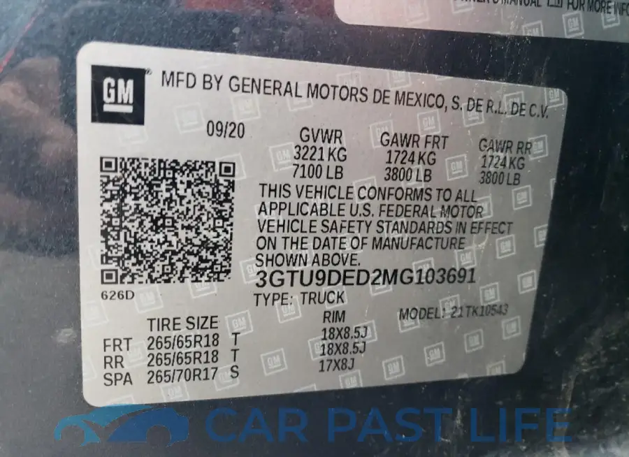 3GTU9DED2MG103691# 12