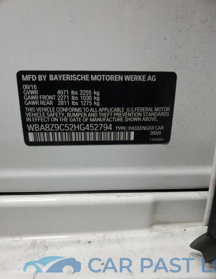 WBA8Z9C52HG452794# 12