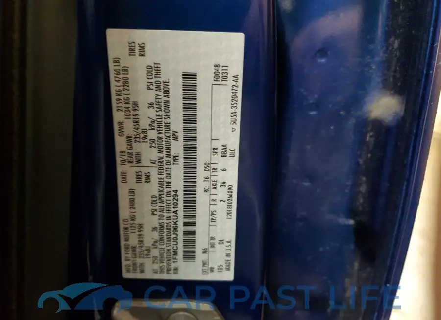 1FMCU0J96KUA10294# 14