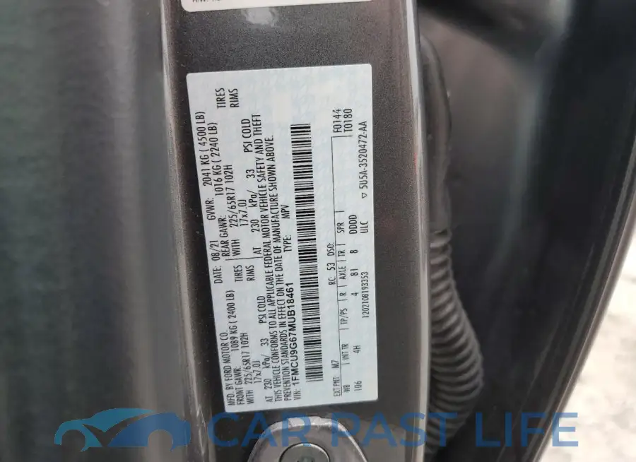 1FMCU9G67MUB18461# 13