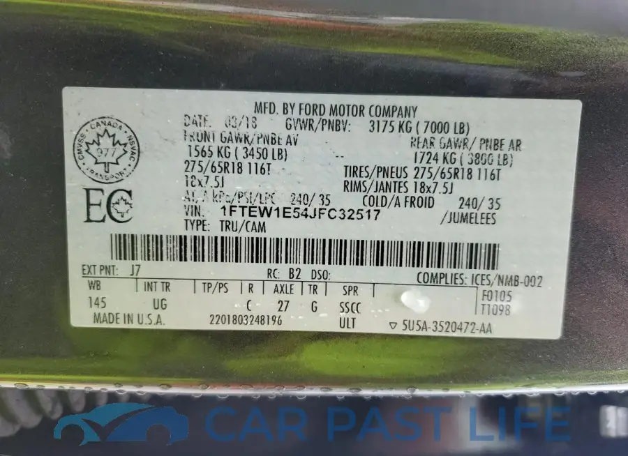 1FTEW1E54JFC32517# 12