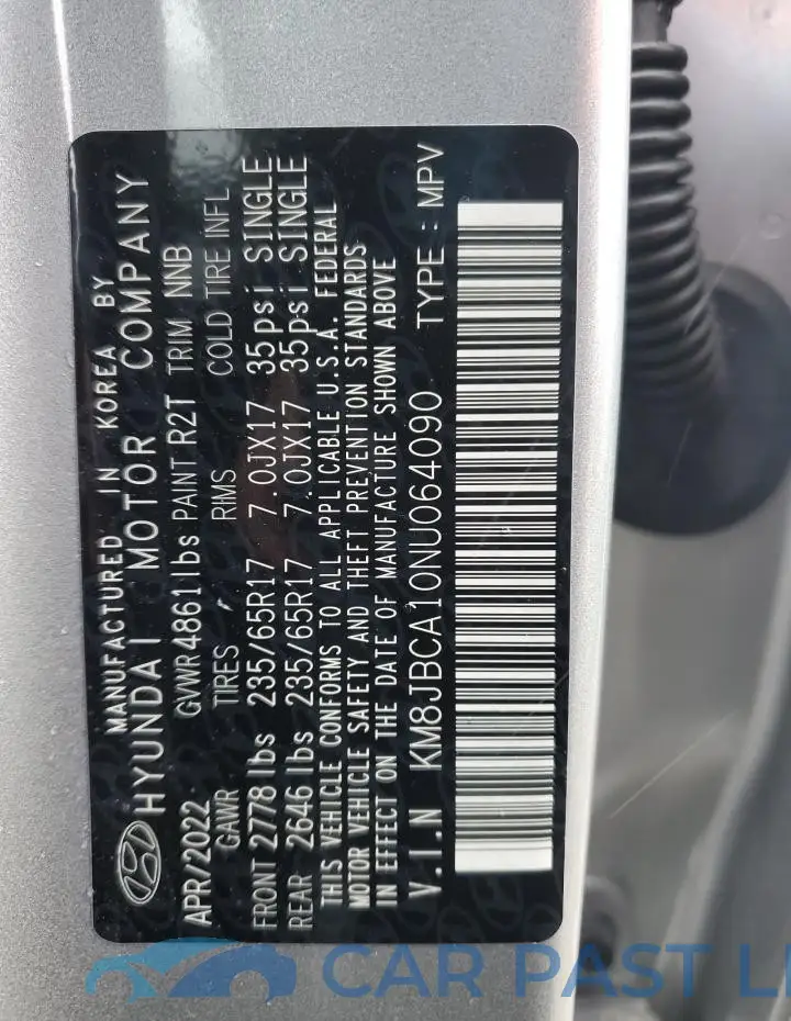 KM8JBCA10NU064090# 14