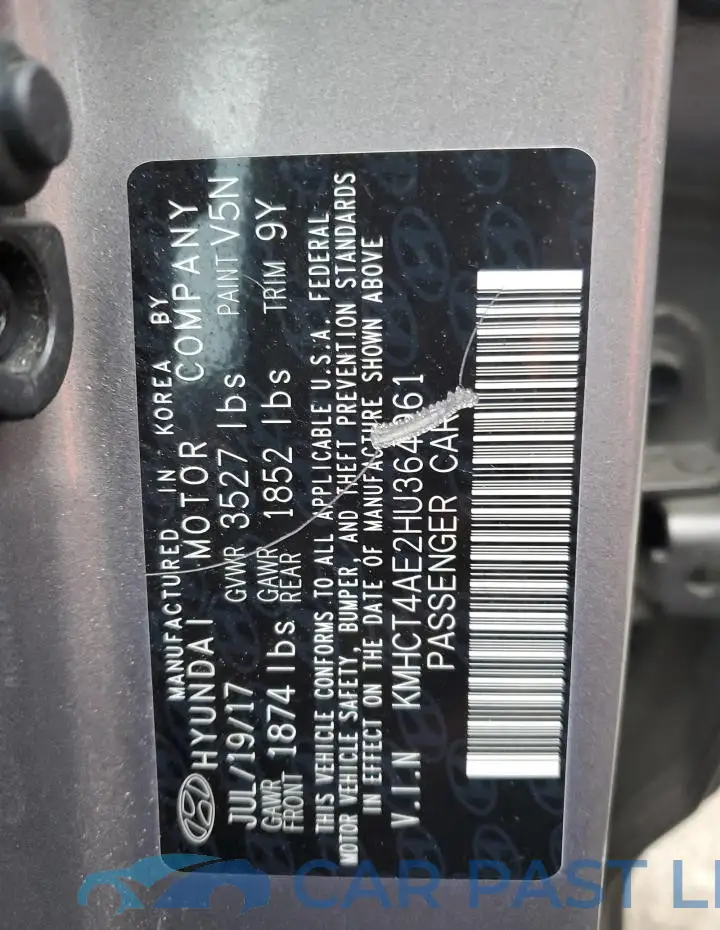 KMHCT4AE2HU364961# 12