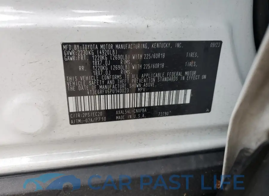 4T3E6RFV6PU140023# 13