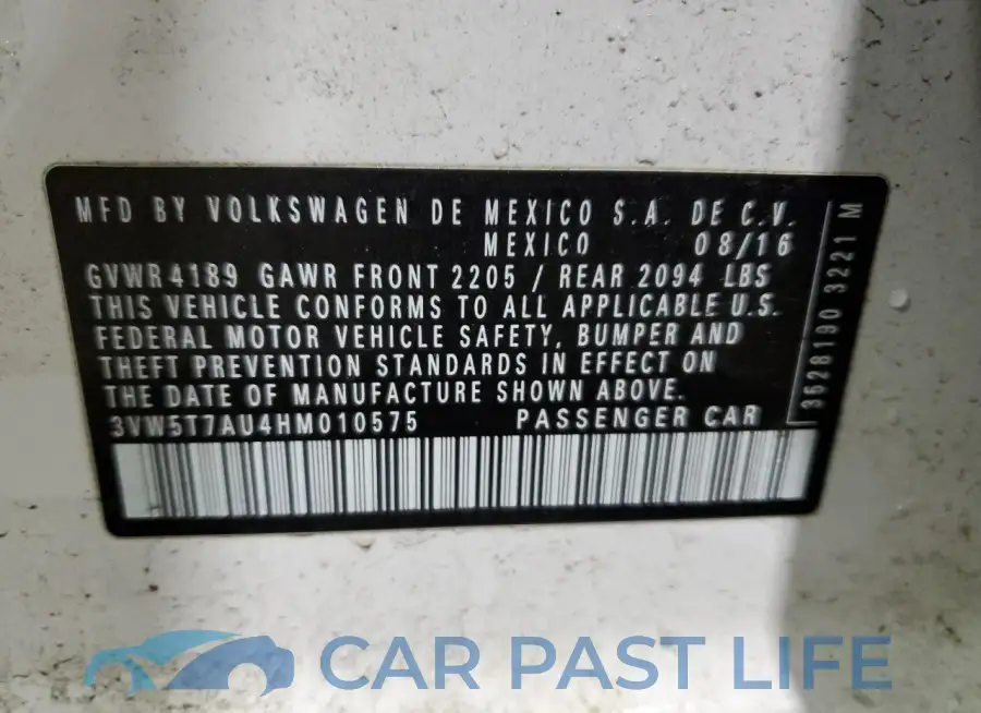 3VW5T7AU4HM010575# 11