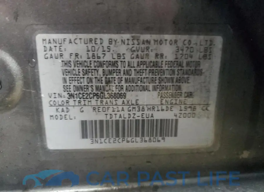 3N1CE2CP6GL368069# 13