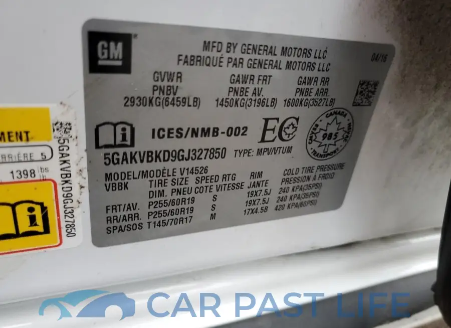 5GAKVBKD9GJ327850# 13