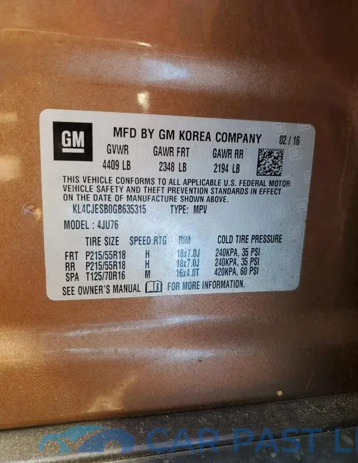 KL4CJESB0GB635315# 13