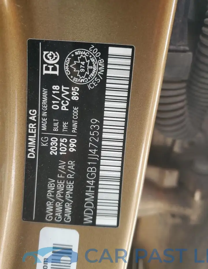 WDDMH4GB1JJ472539# 12