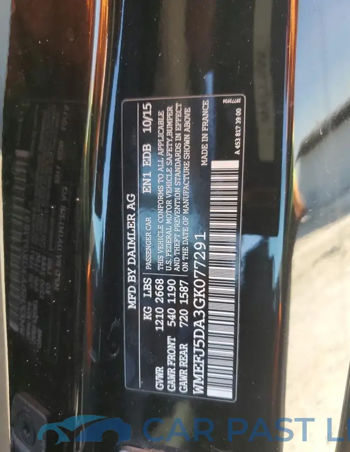 WMEFJ5DA3GK077291# 12