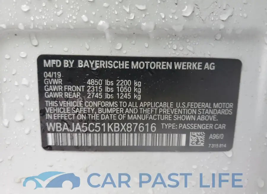 WBAJA5C51KBX87616# 12