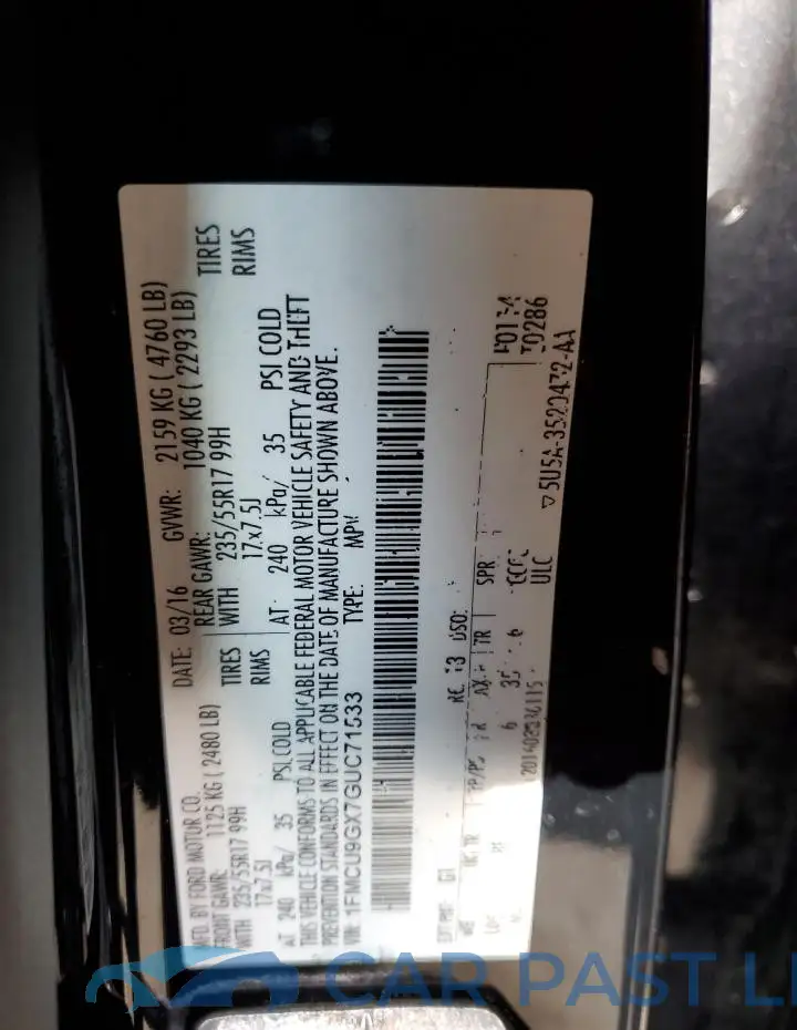 1FMCU9GX7GUC71533# 13