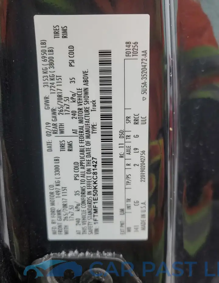 1FTMF1E50KKC81427# 12