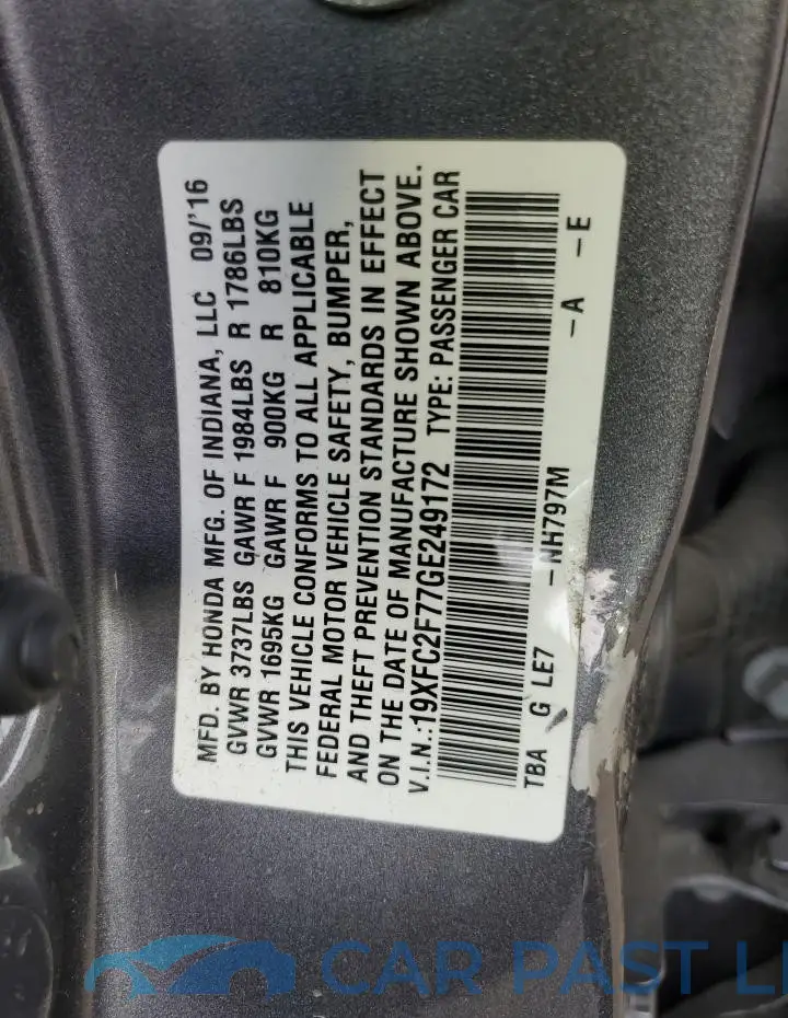 19XFC2F77GE249172# 12