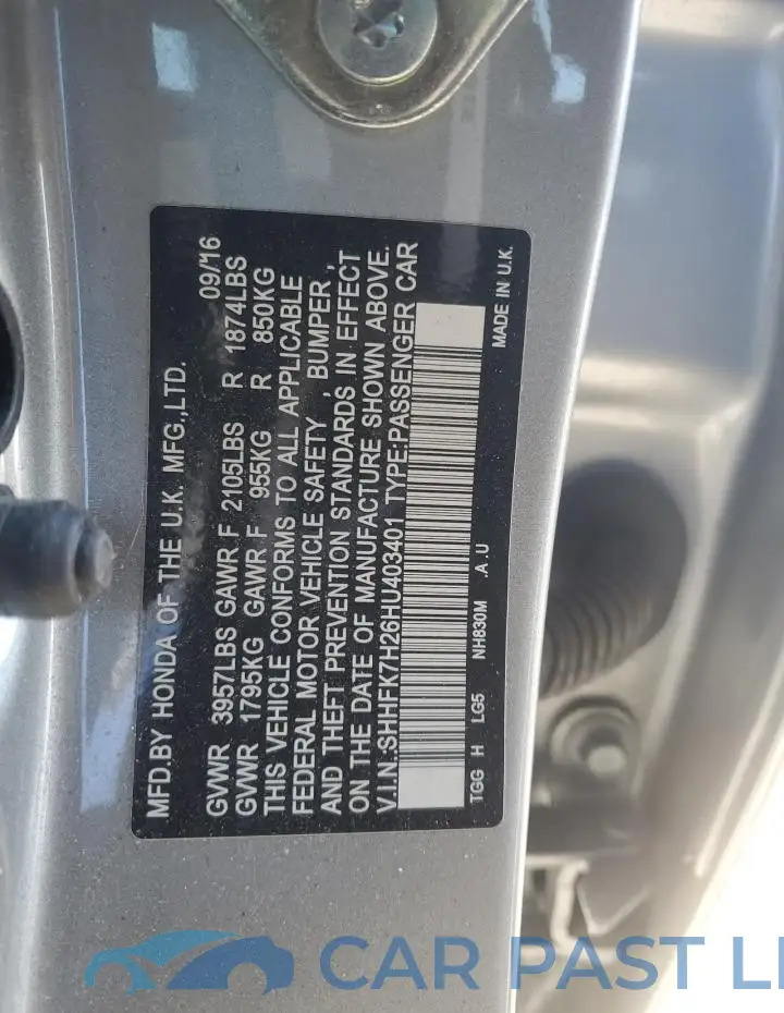 SHHFK7H26HU403401# 12