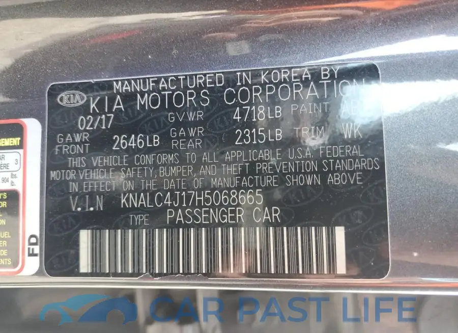 KNALC4J17H5068665# 12
