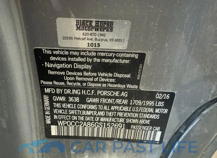 WP0CC2A86GS152691# 10