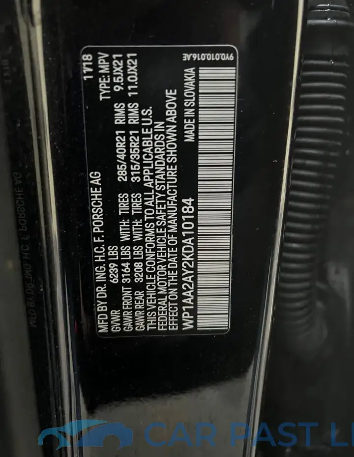WP1AA2AY2KDA10184# 10
