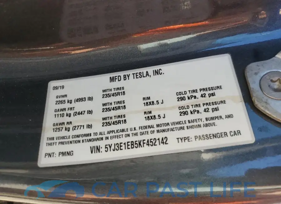 5YJ3E1EB5KF452142# 13