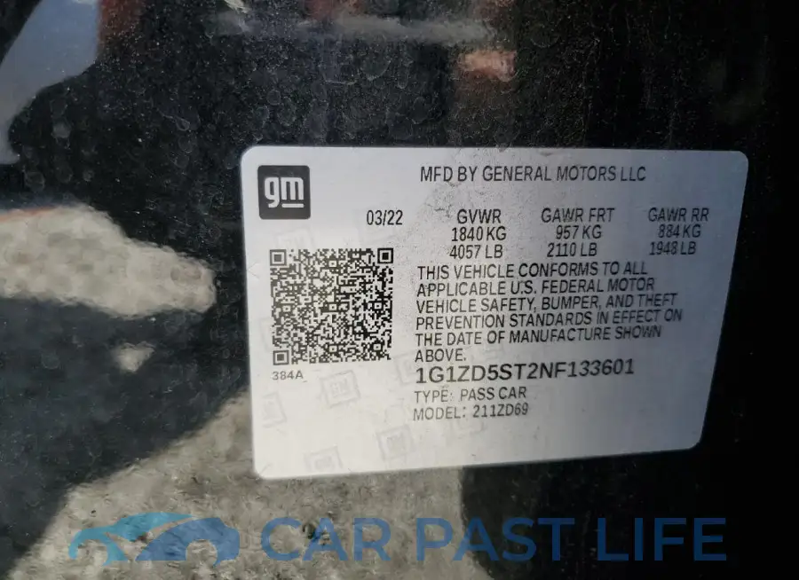 1G1ZD5ST2NF133601# 12