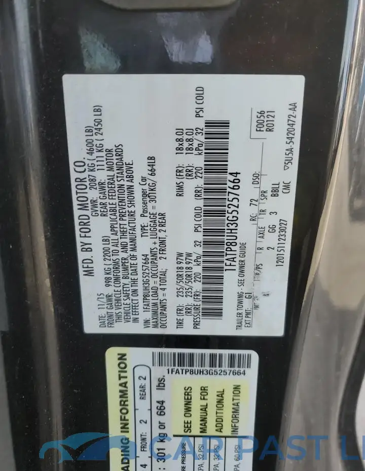 1FATP8UH3G5257664# 12