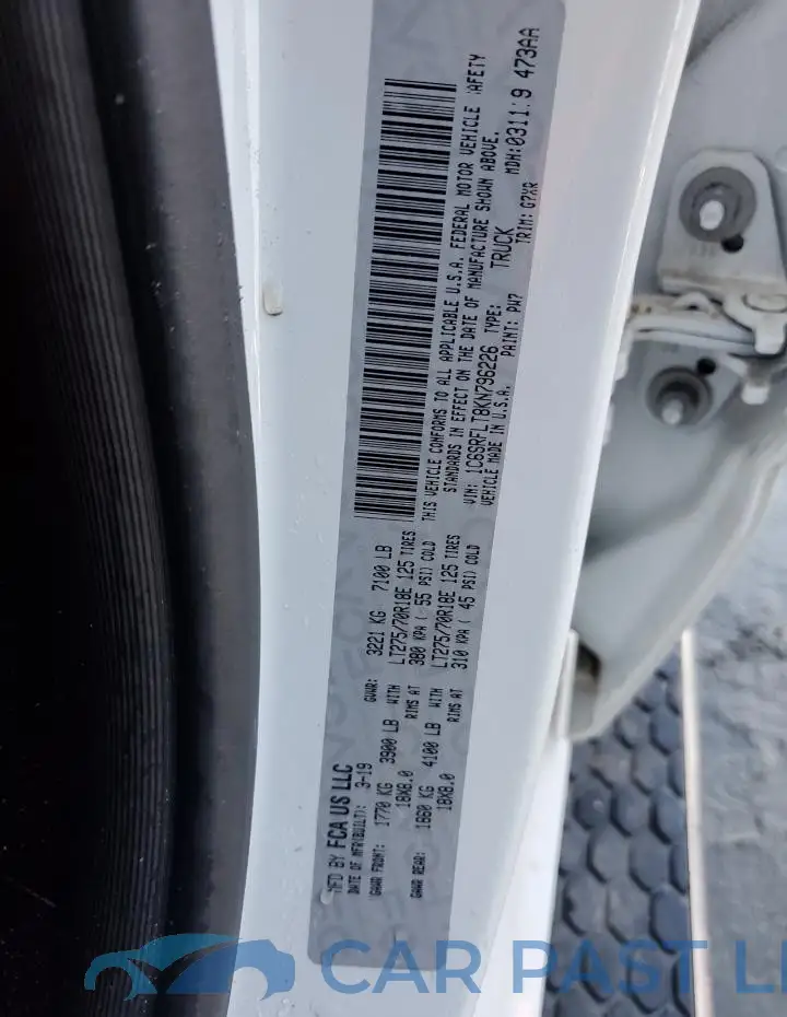 1C6SRFLT8KN796226# 12