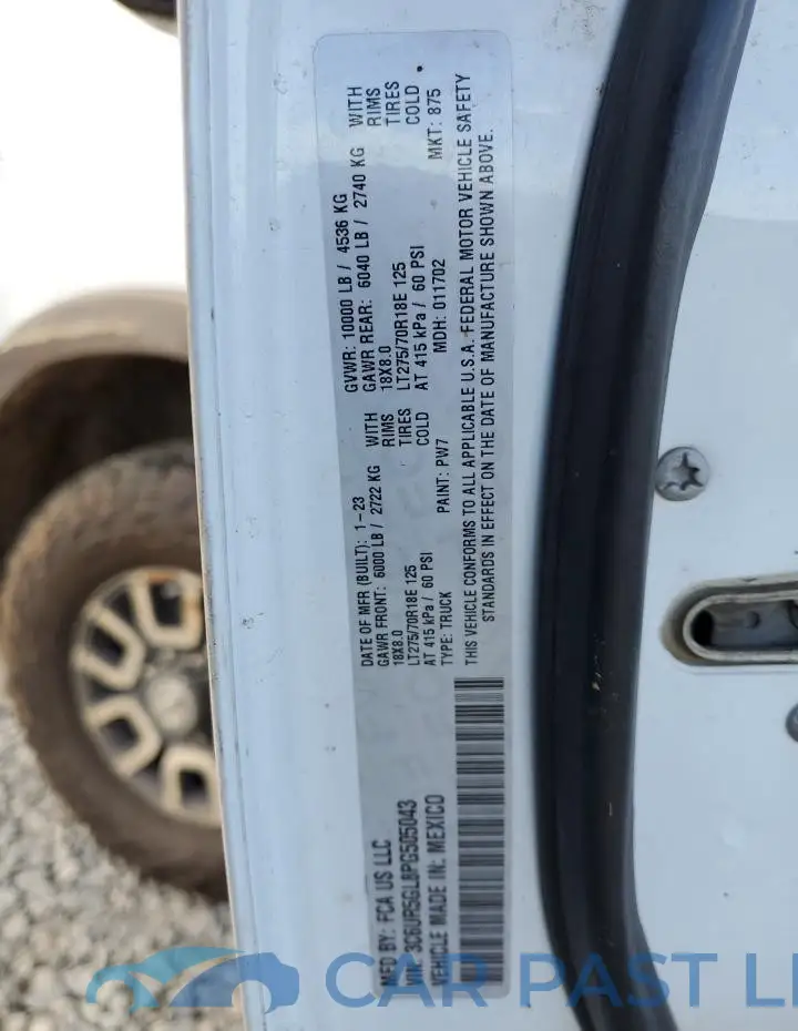 3C6UR5GL8PG505043# 12