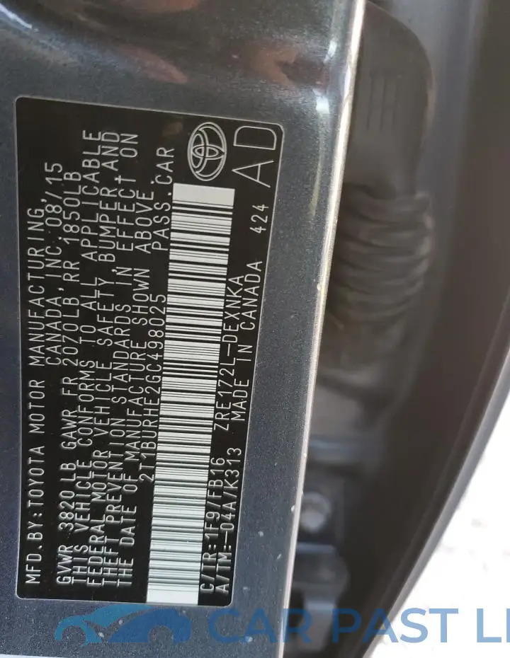 2T1BURHE2GC498025# 13