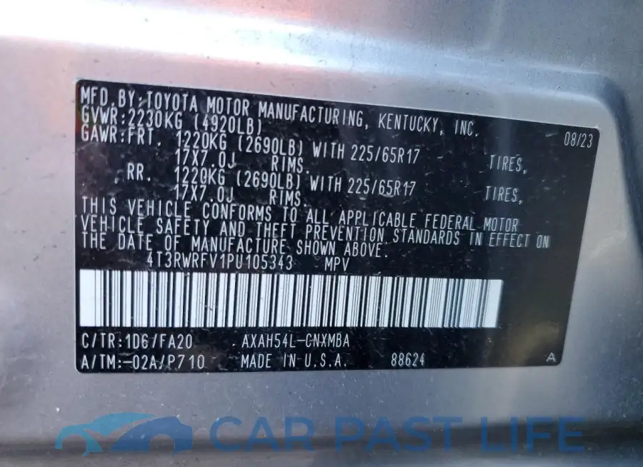 4T3RWRFV1PU105343# 13