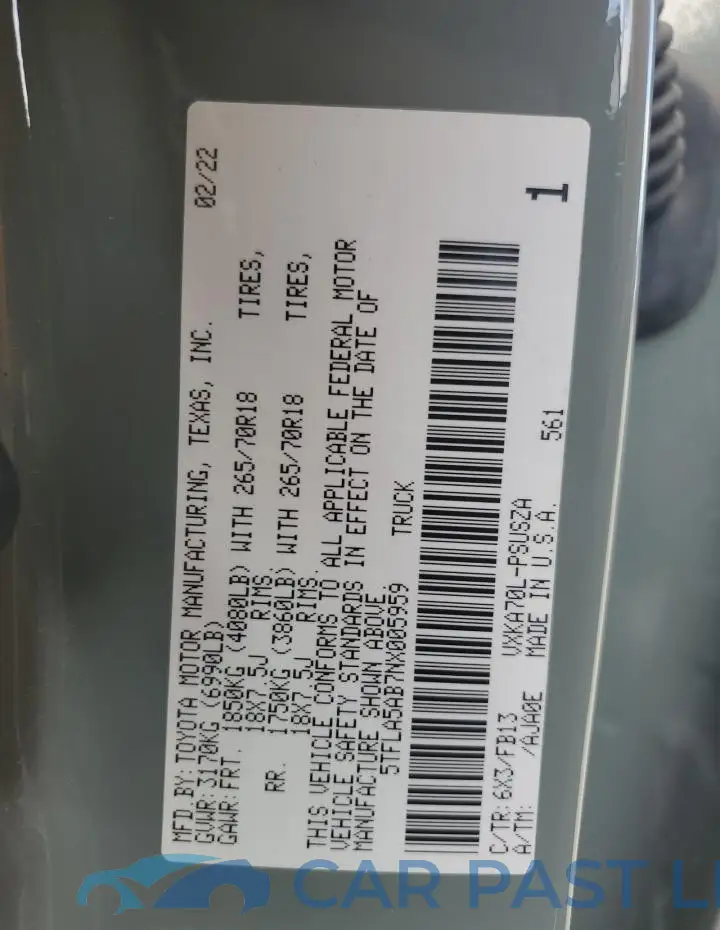 5TFLA5AB7NX005959# 12