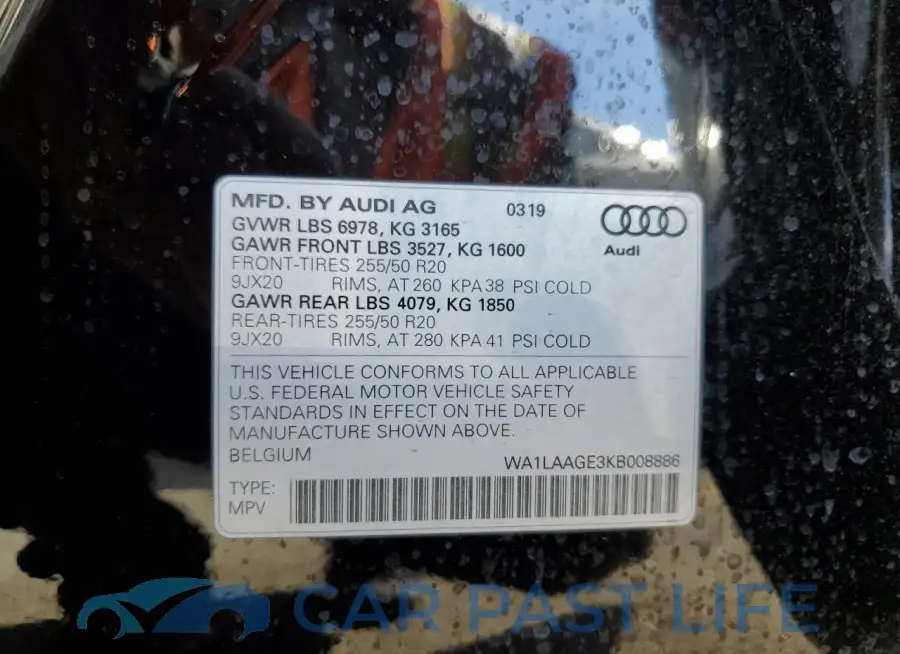 WA1LAAGE3KB008886# 13