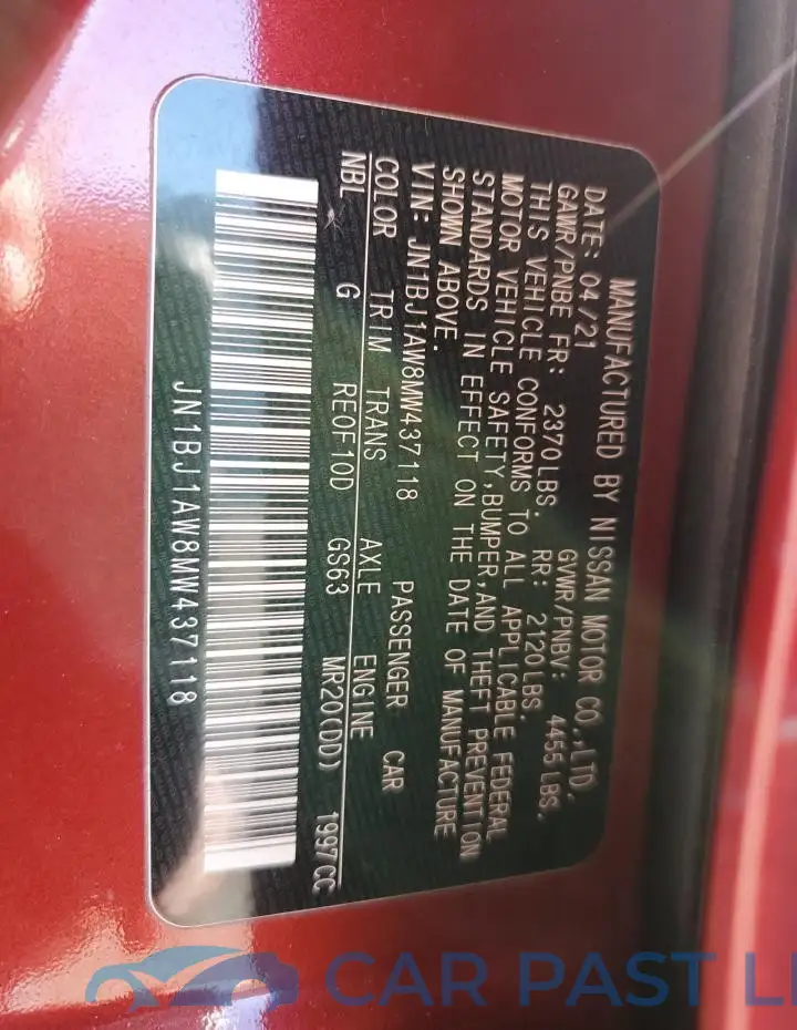 JN1BJ1AW8MW437118# 13