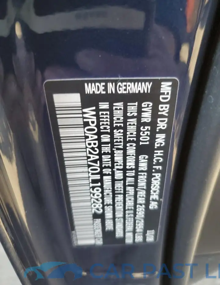 WP0AB2A70JL199282# 12