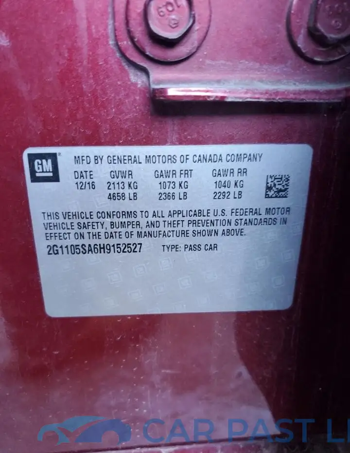 2G1105SA6H9152527# 12