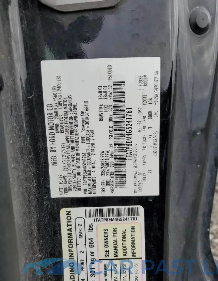 1FATP8EM4G5241761# 13