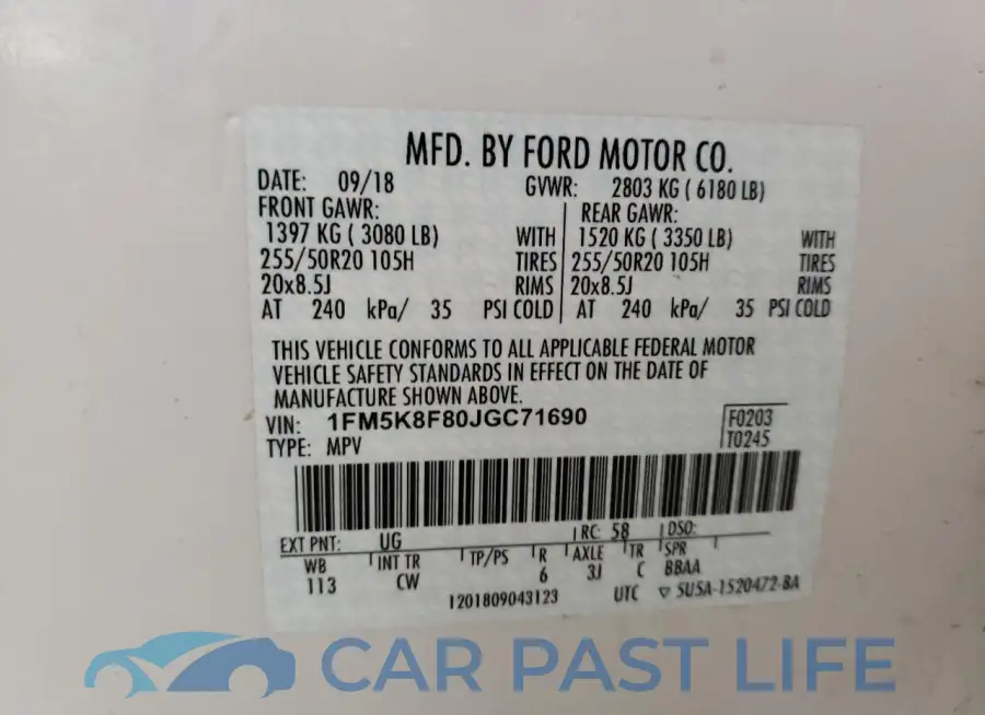 1FM5K8F80JGC71690# 13