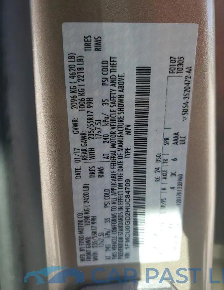 1FMCU0GD2HUC84709# 12