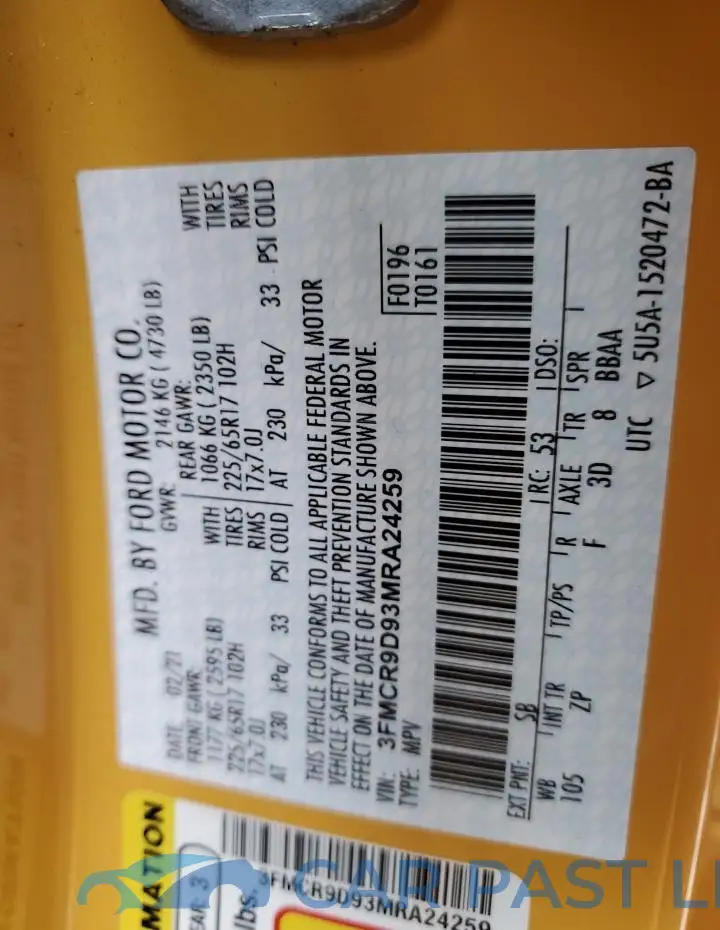 3FMCR9D93MRA24259# 13