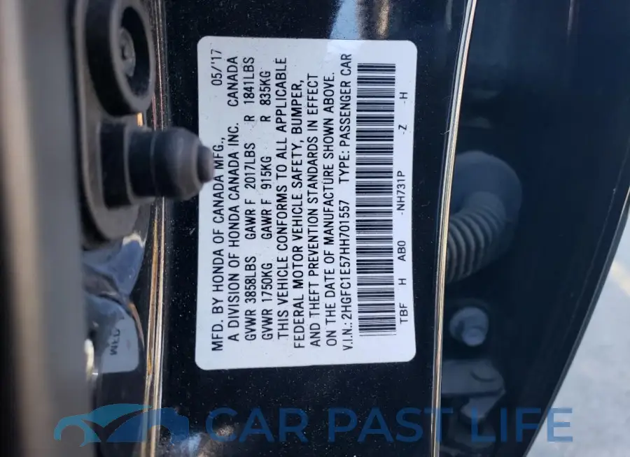 2HGFC1E57HH701557# 12
