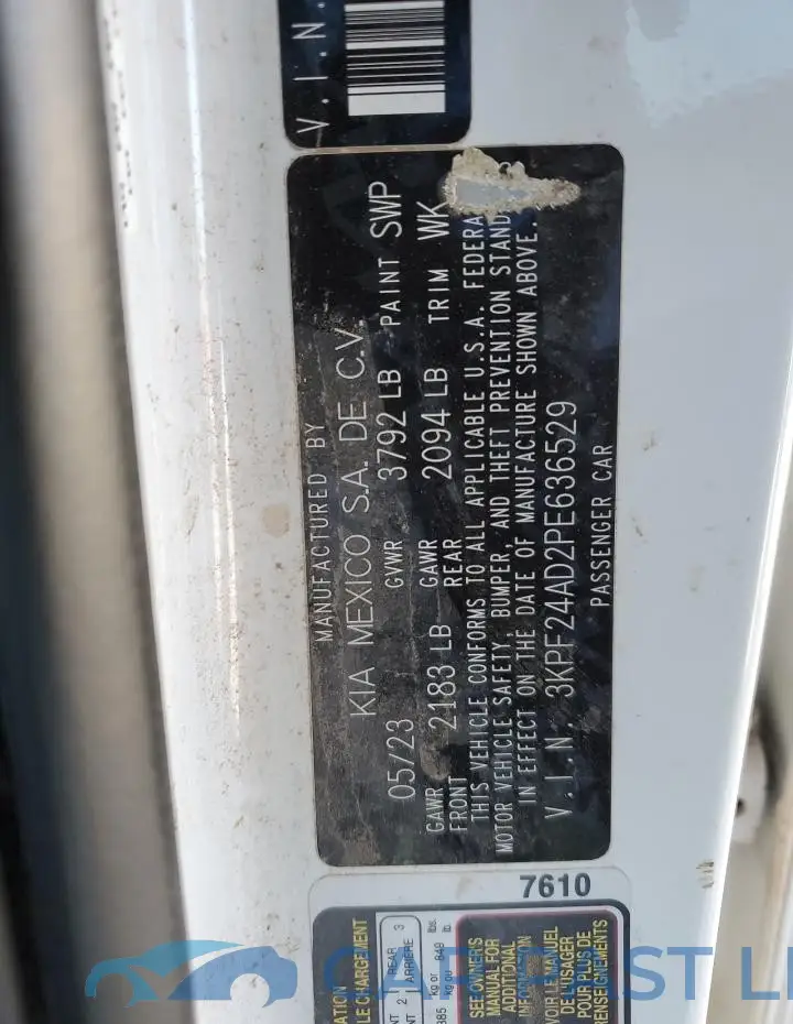 3KPF24AD2PE636529# 13