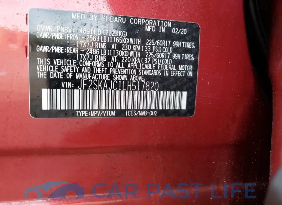 JF2SKAJC1LH517820# 12